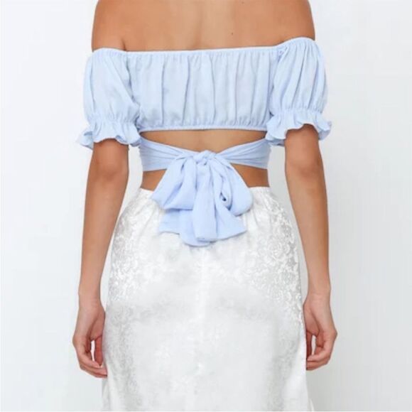 Hello Molly Danced Until Four Crop Top Steel Blue 4 - Picture 3 of 12